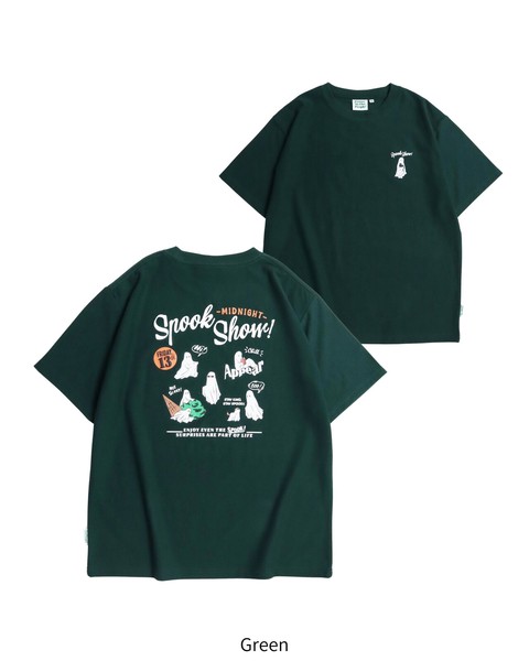 【涼感】梨地発泡プリントTシャツ　オバケ柄【2026夏物】