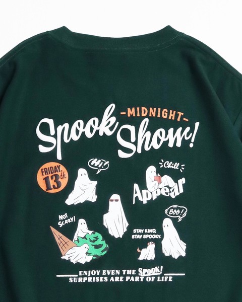【涼感】梨地発泡プリントTシャツ　オバケ柄【2026夏物】