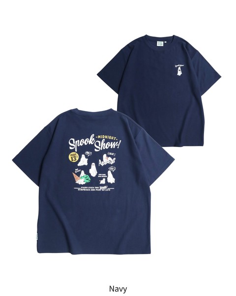 【涼感】梨地発泡プリントTシャツ　オバケ柄【2026夏物】