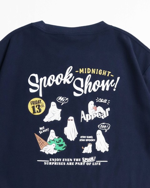 【涼感】梨地発泡プリントTシャツ　オバケ柄【2026夏物】