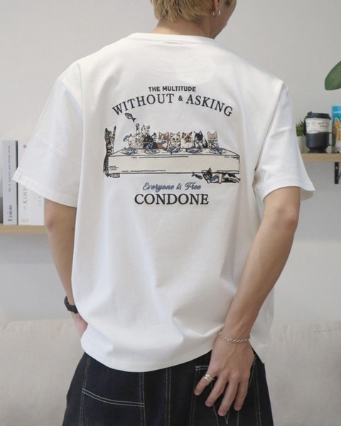 晩餐ネコ刺繍Tシャツ【2026夏物】