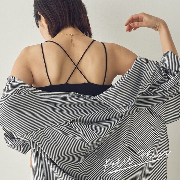 【Petit Fleur】接触冷感・吸水速乾 バッククロスストラップカップ付きキャミソール