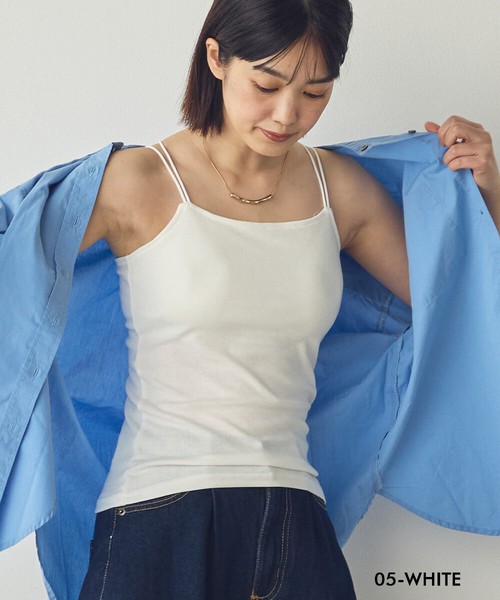 【Petit Fleur】接触冷感・吸水速乾 バッククロスストラップカップ付きキャミソール