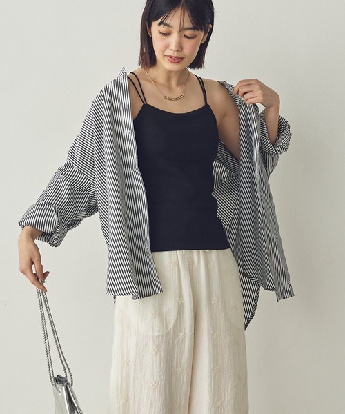 【Petit Fleur】接触冷感・吸水速乾 バッククロスストラップカップ付きキャミソール