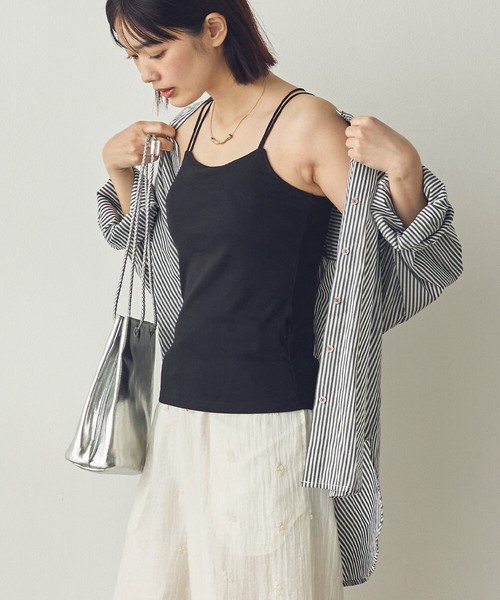 【Petit Fleur】接触冷感・吸水速乾 バッククロスストラップカップ付きキャミソール