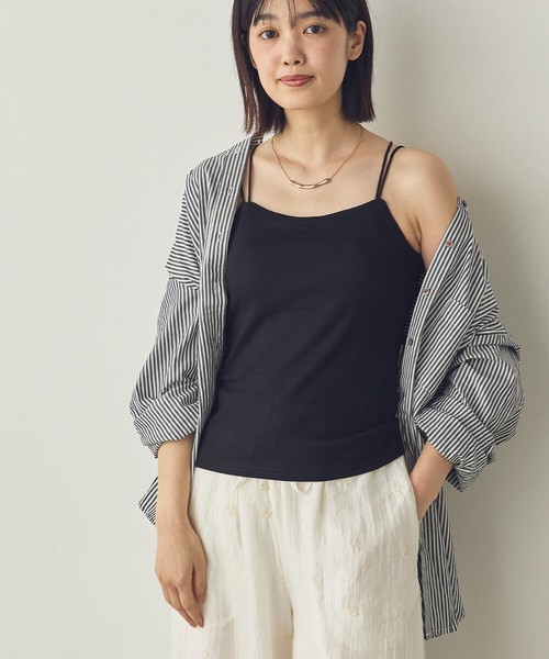 【Petit Fleur】接触冷感・吸水速乾 バッククロスストラップカップ付きキャミソール