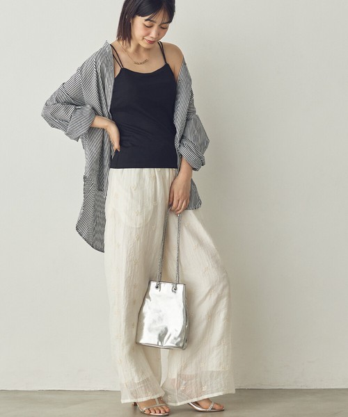 【Petit Fleur】接触冷感・吸水速乾 バッククロスストラップカップ付きキャミソール