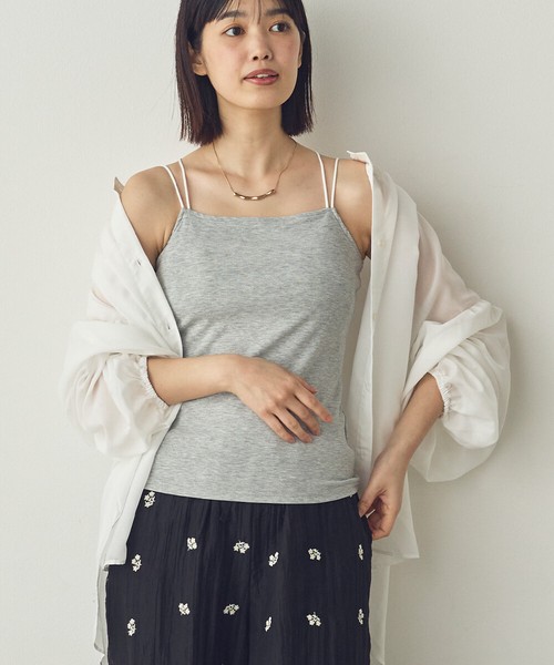 【Petit Fleur】接触冷感・吸水速乾 バッククロスストラップカップ付きキャミソール
