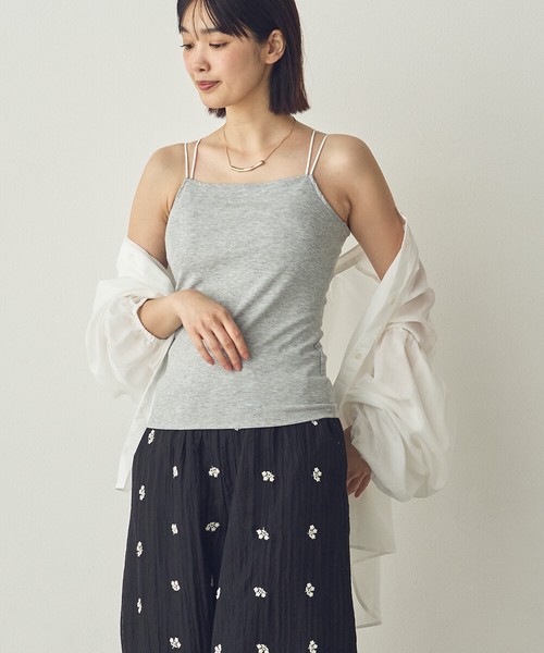 【Petit Fleur】接触冷感・吸水速乾 バッククロスストラップカップ付きキャミソール