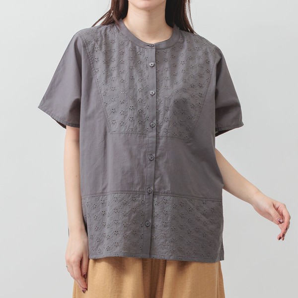 【2026SS新作】1枚で華やぐ◎ゆったりシルエット刺繍切替ブラウス