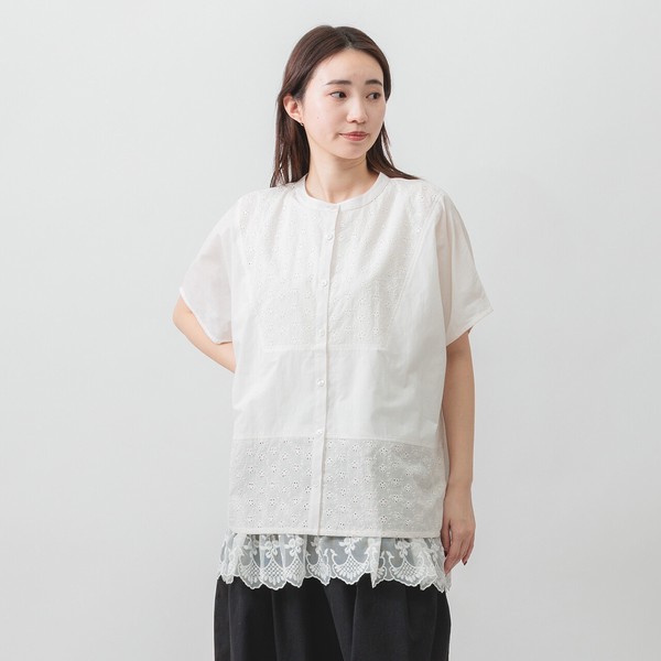【2026SS新作】1枚で華やぐ◎ゆったりシルエット刺繍切替ブラウス