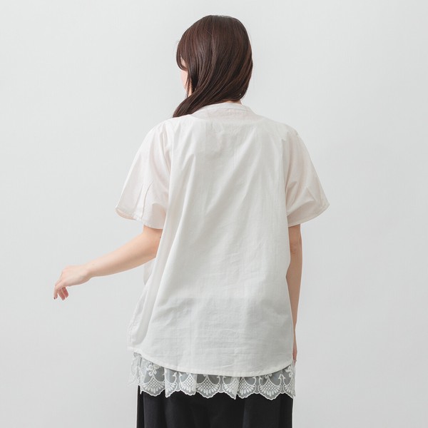 【2026SS新作】1枚で華やぐ◎ゆったりシルエット刺繍切替ブラウス