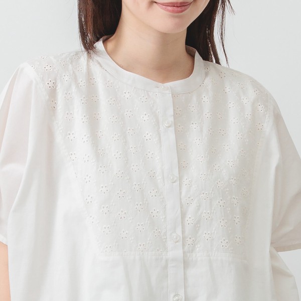 【2026SS新作】1枚で華やぐ◎ゆったりシルエット刺繍切替ブラウス