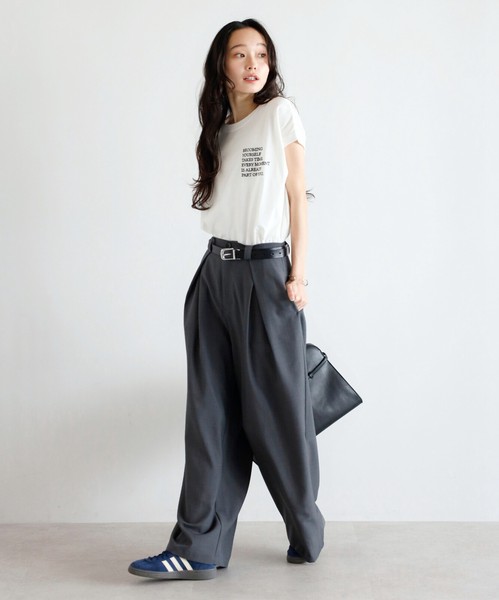 【汗染み防止】レタリング刺繍フレンチスリーブTシャツ