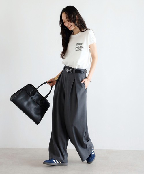 【汗染み防止】レタリング刺繍フレンチスリーブTシャツ