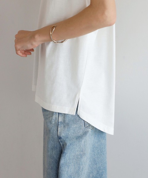 【汗染み防止】レタリング刺繍フレンチスリーブTシャツ
