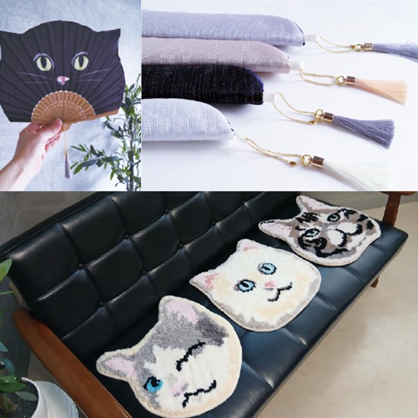 ナッティ キャット 扇子＆メル キャット チェアマット ねこ 雑貨