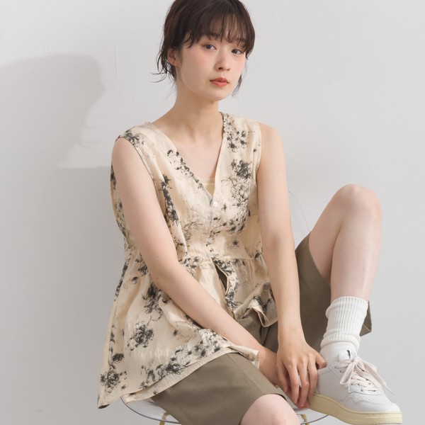 花柄シア ノースリブラウス　【2026春夏新作】