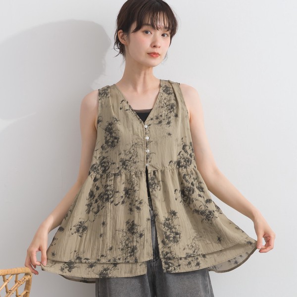 花柄シア ノースリブラウス　【2026春夏新作】