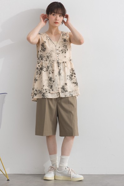 花柄シア ノースリブラウス　【2026春夏新作】
