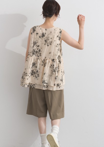 花柄シア ノースリブラウス　【2026春夏新作】