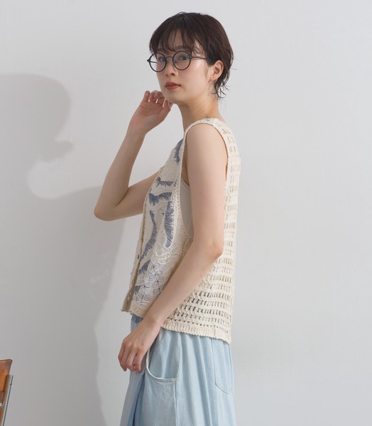 総柄刺繍風ニットベスト【2026春夏新作】