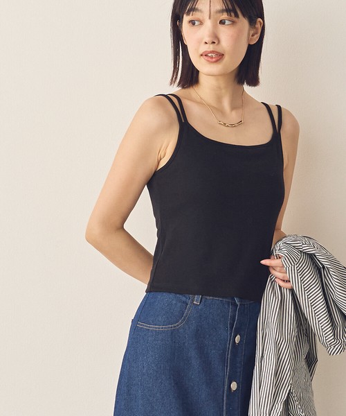 【Petit Fleur】接触冷感・吸水速乾 カップ付きダブルストラップキャミソール