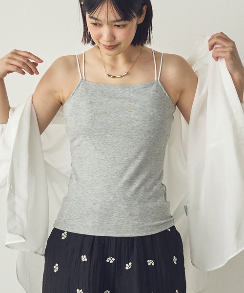 【Petit Fleur】接触冷感・吸水速乾 カップ付きダブルストラップキャミソール