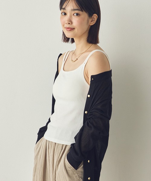 【Petit Fleur】接触冷感・吸水速乾 カップ付きダブルストラップキャミソール