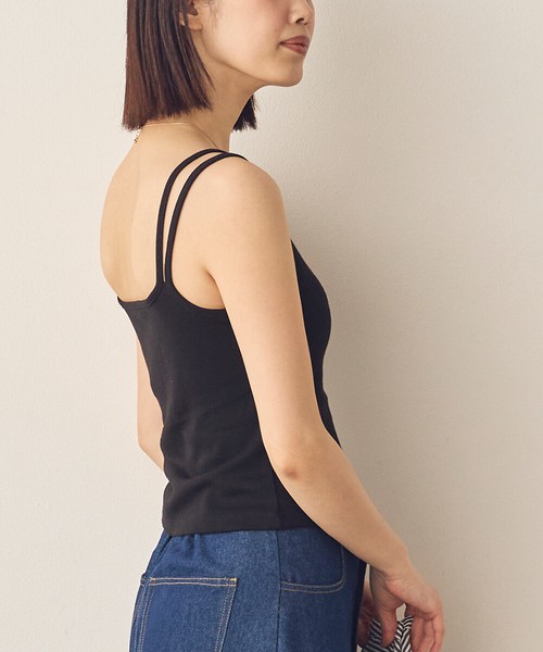【Petit Fleur】接触冷感・吸水速乾 カップ付きダブルストラップキャミソール