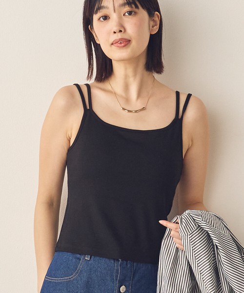 【Petit Fleur】接触冷感・吸水速乾 カップ付きダブルストラップキャミソール