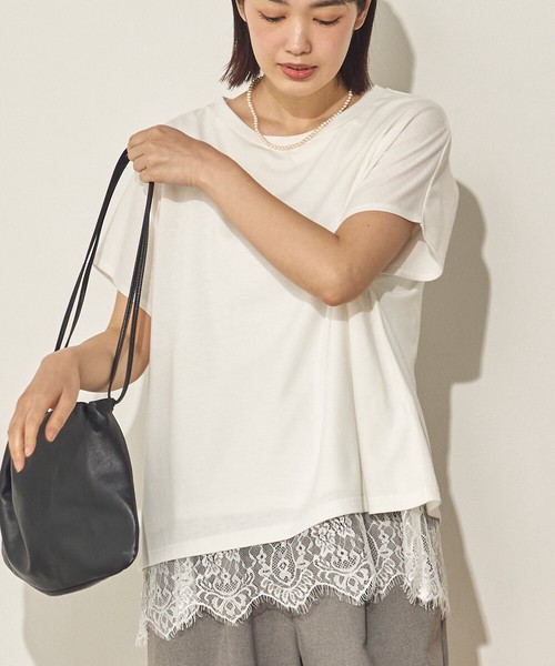 汗染み防止 裾レースレイヤードTシャツセット