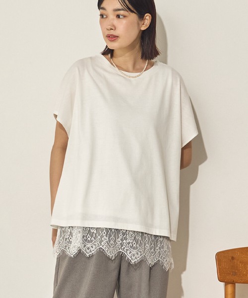 汗染み防止 裾レースレイヤードTシャツセット