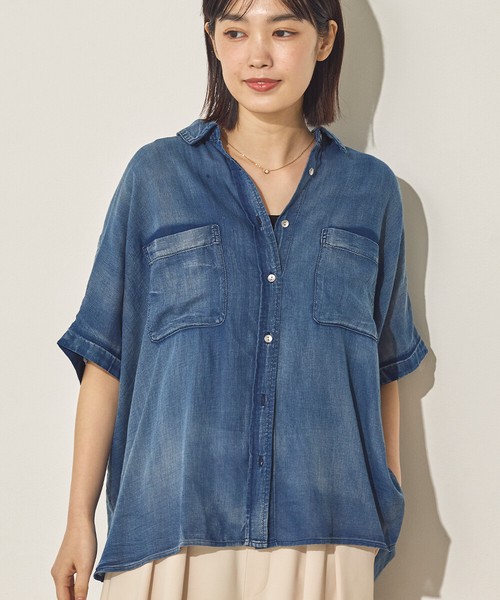 【再入荷】シアーデニムオーバーシャツ