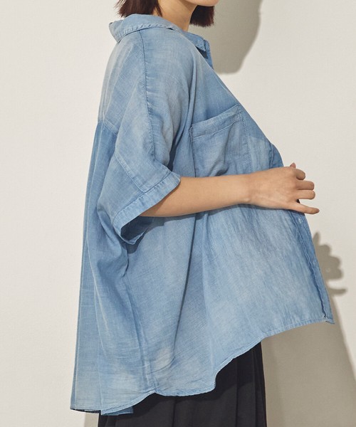 【再入荷】シアーデニムオーバーシャツ