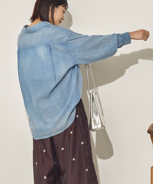 【再入荷】シアーデニム袖リブシャツ