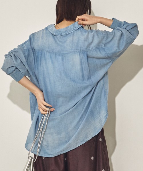 【再入荷】シアーデニム袖リブシャツ