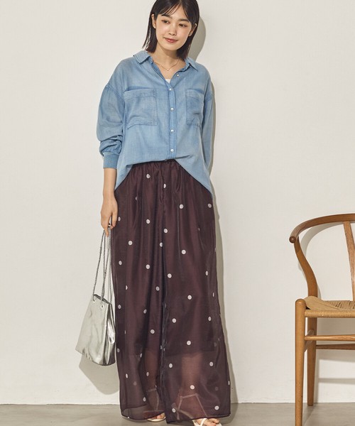 【再入荷】シアーデニム袖リブシャツ