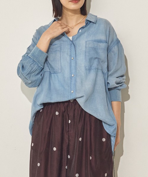【再入荷】シアーデニム袖リブシャツ
