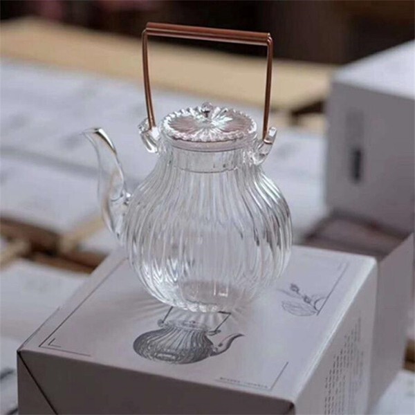 菊柄 耐熱ガラス急須 茶道道具 ティーポット インテリア茶器