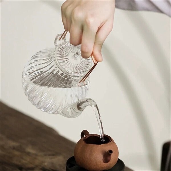 菊柄 耐熱ガラス急須 茶道道具 ティーポット インテリア茶器