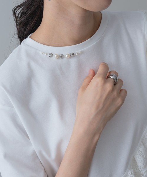 2026SS新作【ANNALUNA】ラッフルデザイン5分袖プルオーバー / セミシルケット Tシャツ