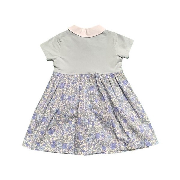 【日本製 子供服】白襟花柄切り替えワンピース 　 ［100〜140cm］