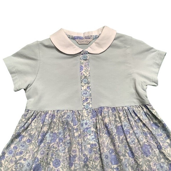 【日本製 子供服】白襟花柄切り替えワンピース 　 ［100〜140cm］