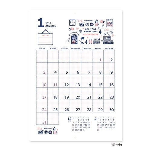 ★新商品9月中旬発売★【新日本カレンダー】2027年度カレンダー  eric