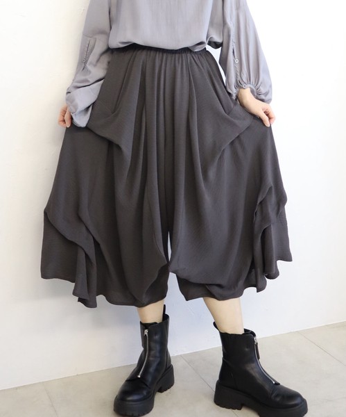 【再入荷】タックフリルワイドパンツ★ロングセラー/大人気★　2026新作SS春夏