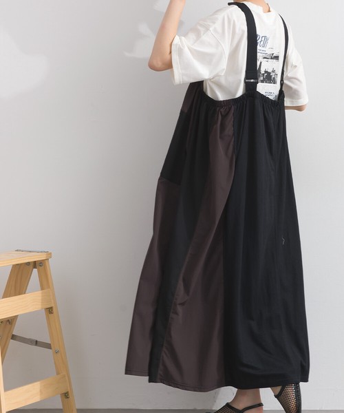 接触冷感 カノコ 異素材 リメイク風 サロペット ワンピース ジャンスカ【 2026春夏新作 】