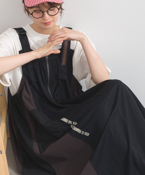 接触冷感 カノコ 異素材 リメイク風 サロペット ワンピース ジャンスカ【 2026春夏新作 】