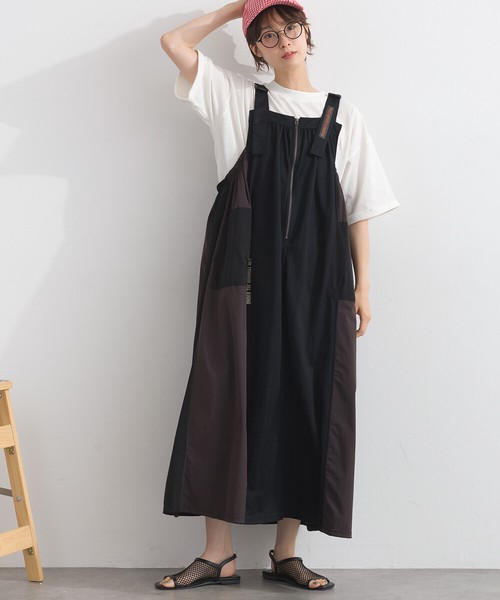 接触冷感 カノコ 異素材 リメイク風 サロペット ワンピース ジャンスカ【 2026春夏新作 】