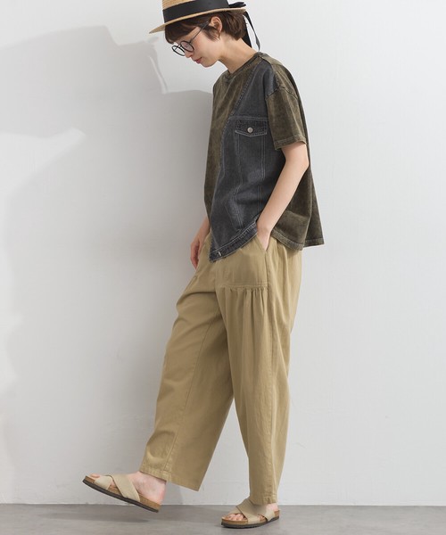 天竺*5.5OZデニム Gジャン風 異素材 切替 リメイク風 半袖 Tシャツ【2026春夏新作】